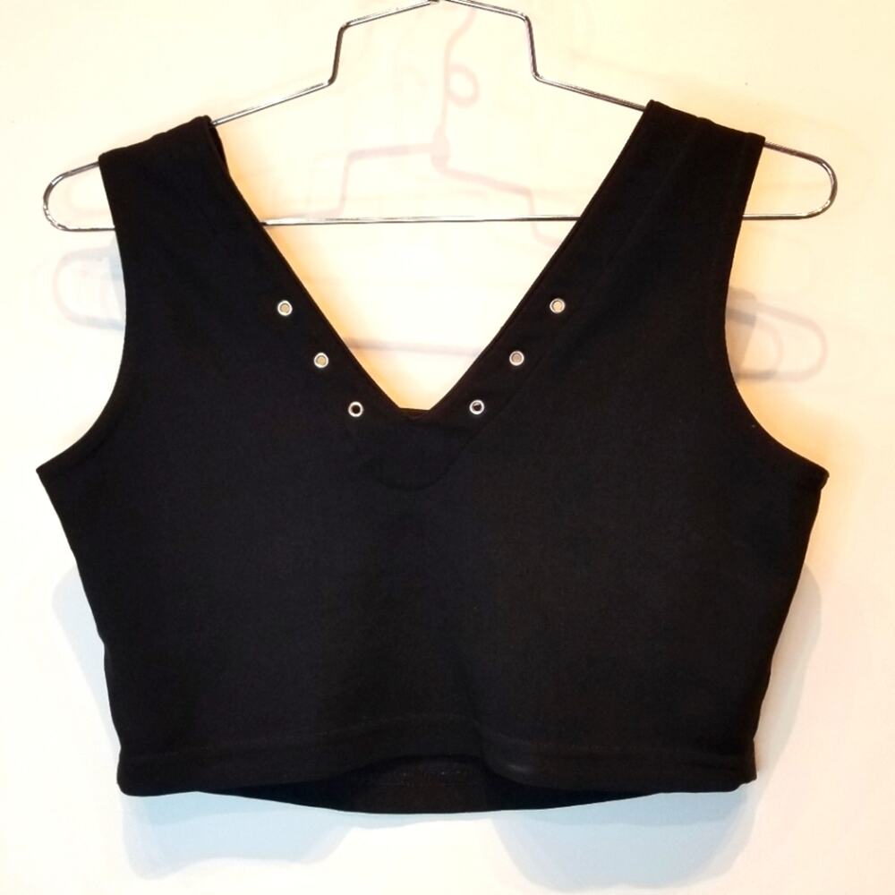 CTME Black Stretch Crop‎ Top Size S